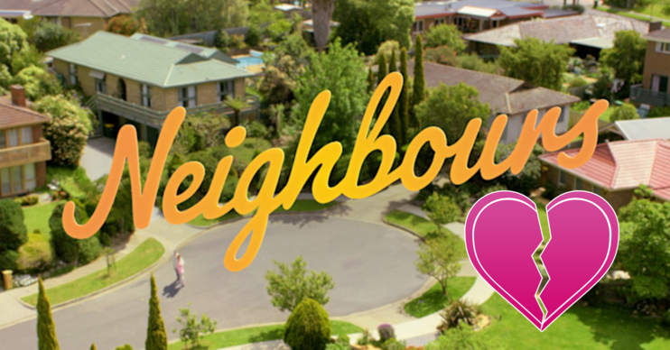Neighbours logo and a broken heart