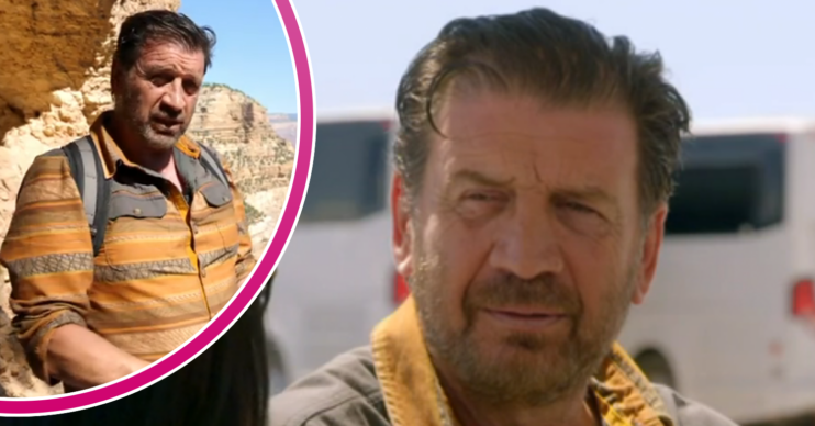 Nick Knowles looking to camera and standing at the edge of the Grand Canyon