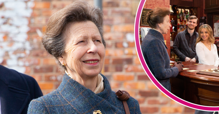 Princess Anne on the set of Coronation Street