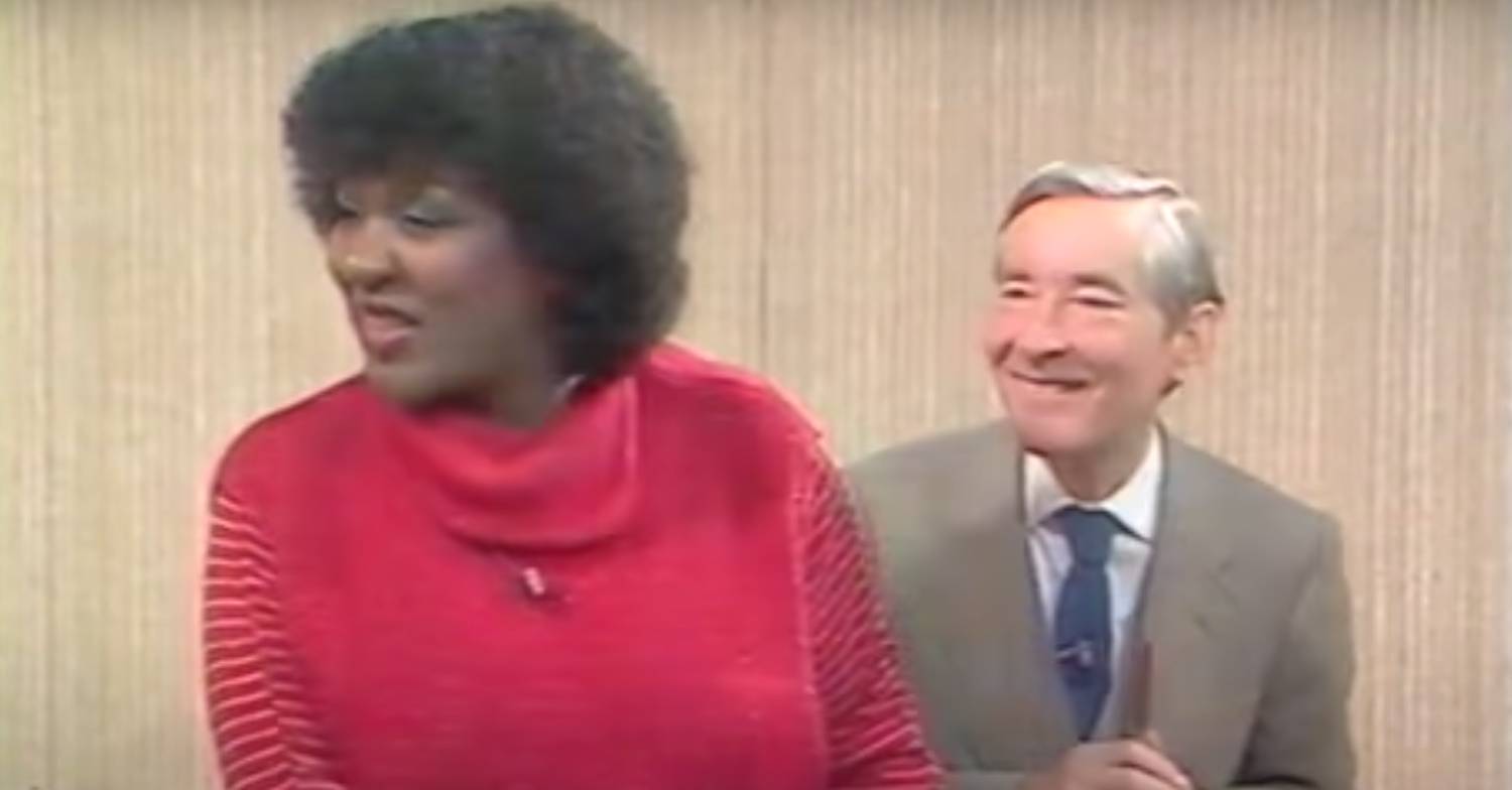 Rustie Lee appears on TV-am, alongside Kenneth Williams