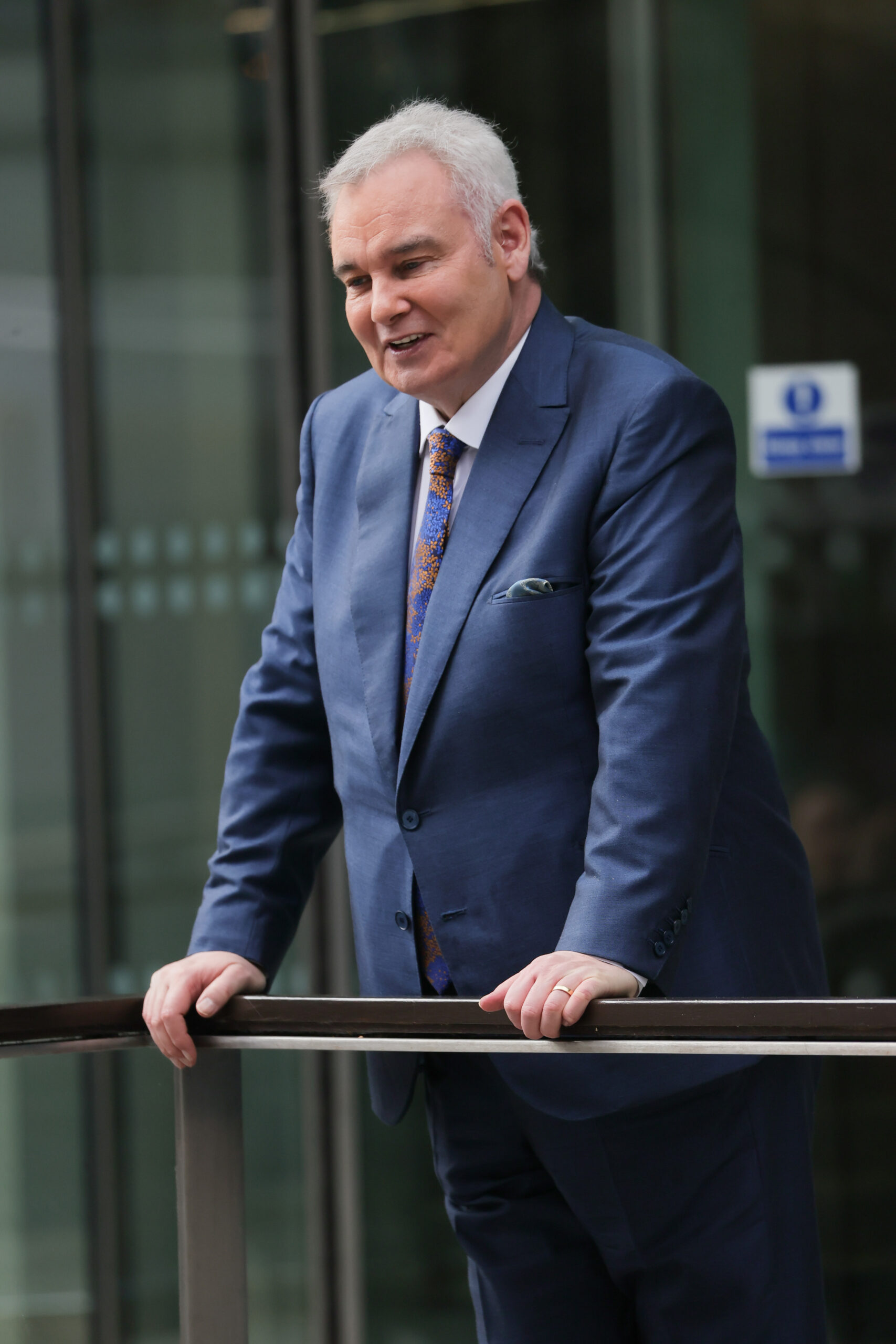 Eamonn Holmes wearing a navy suit