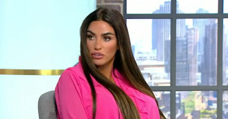 Katie Price frowns on the Jeremy Vine show