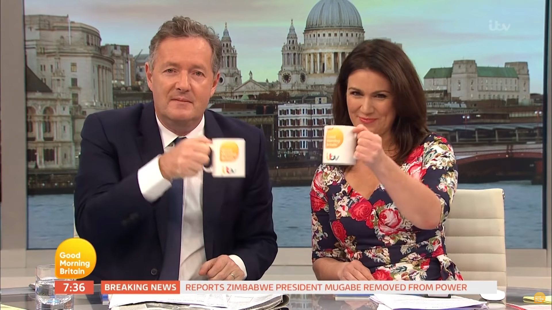 Piers Morgan and Susanna Reid smile on GMB