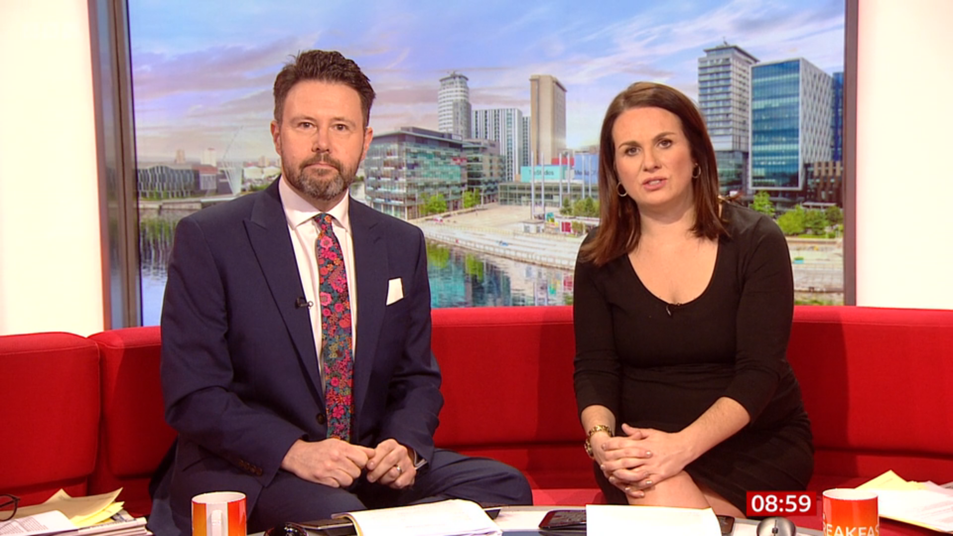 Jon Kay and Nina Warhurst frown on BBC Breakfast