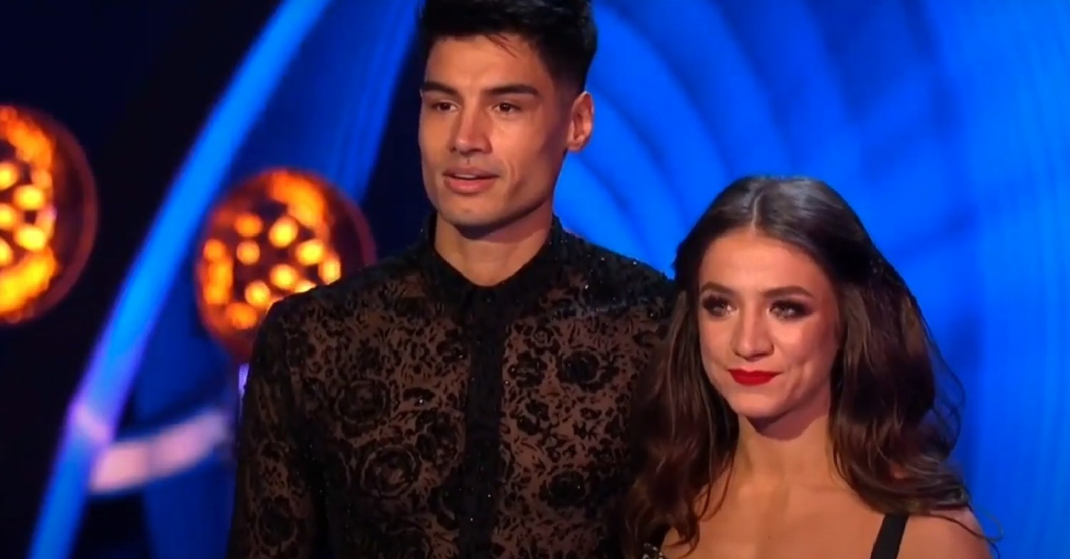 Siva Kaneswaran and Klabera Komini smiling on Dancing On Ice
