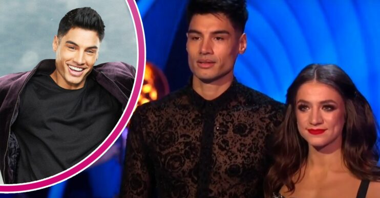 Siva Kaneswaran and Klabera Komini standing together on Dancing On Ice