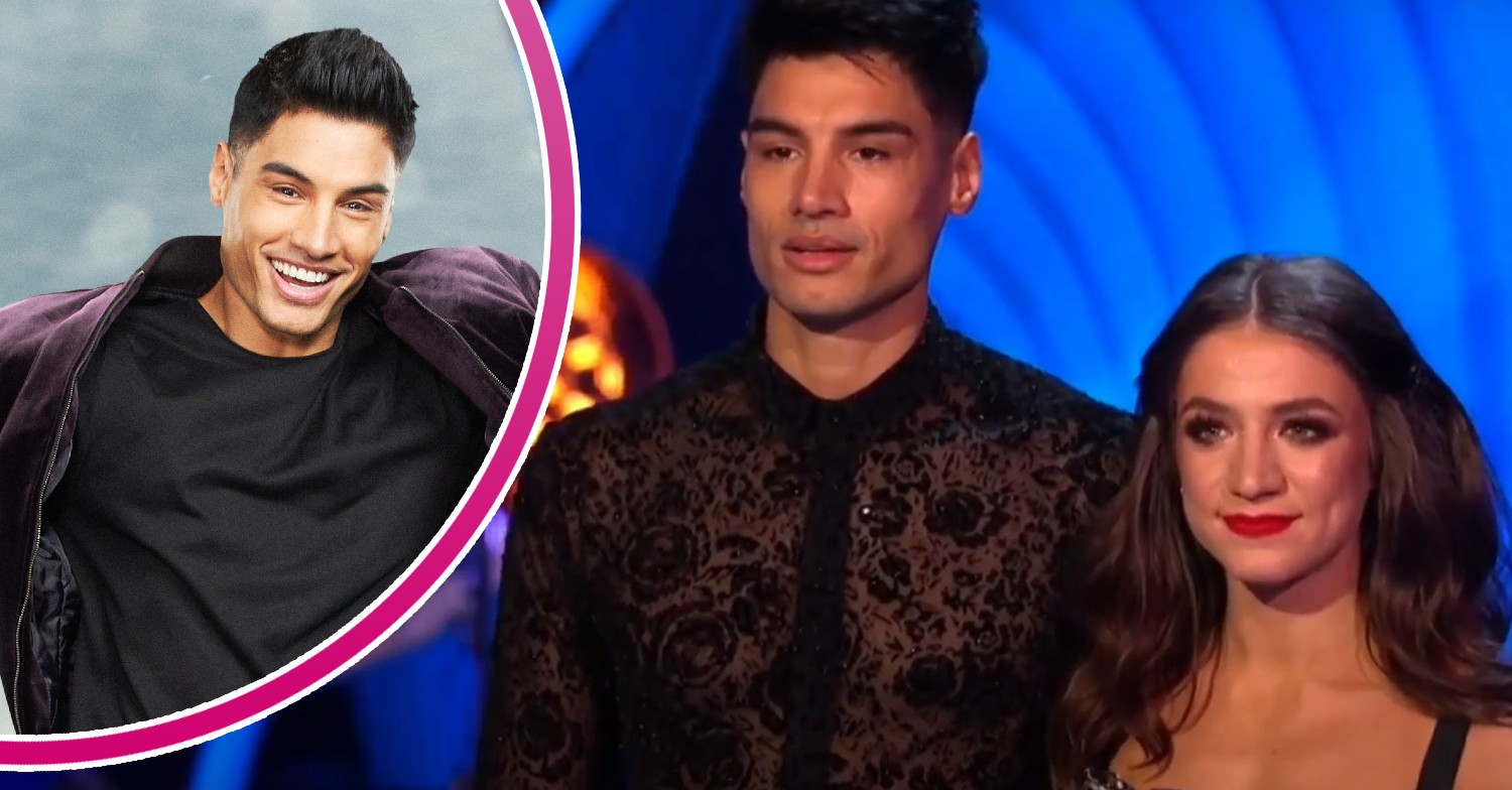 Siva Kaneswaran and Klabera Komini standing together on Dancing On Ice