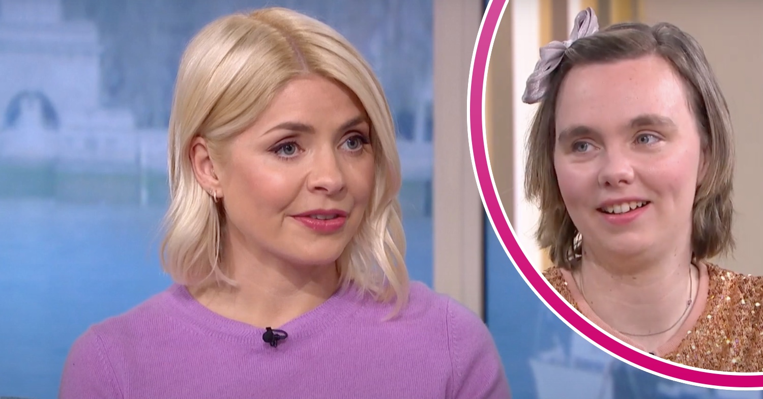 Holly Willoughby looking shocked and Chloe Hammond smiling on This Morning today