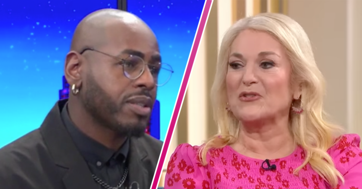 Vanessa Feltz in a pink dress on This Morning and Ben Ofoedu wearing black