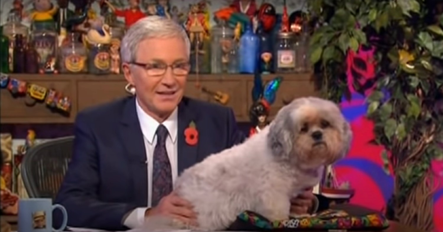 Paul O'Grady with one of his dogs, Buster, on the Paul O'Grady Show 