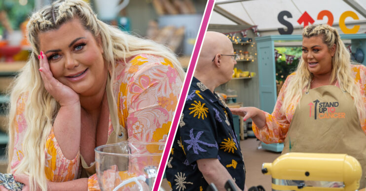Gemma Collins smiles on Bake Off