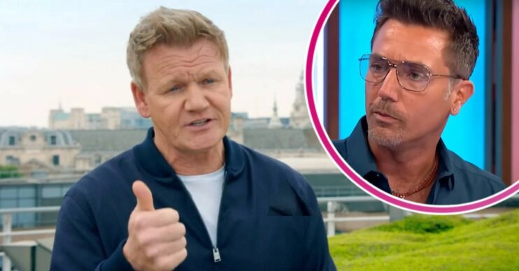 Gordon Ramsay looking cross with Gino D’Acampo on Loose Women