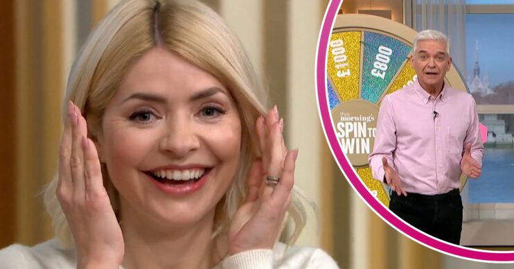 Holly Willoughby laughing shocked / Phillip Schofield looking stunned on This Morning today