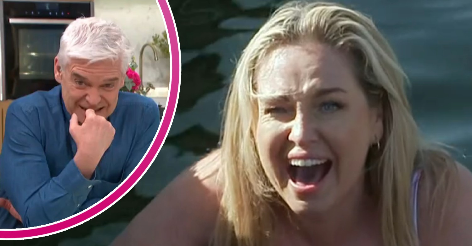Phillip Schofield wincing on This Morning today / Josie Gibson laughing in a swimsuit