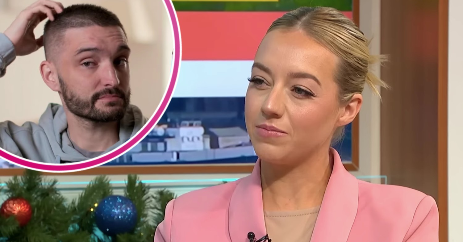 Tom Parker touching his hair in documentary and Kelsey Parker on GMB