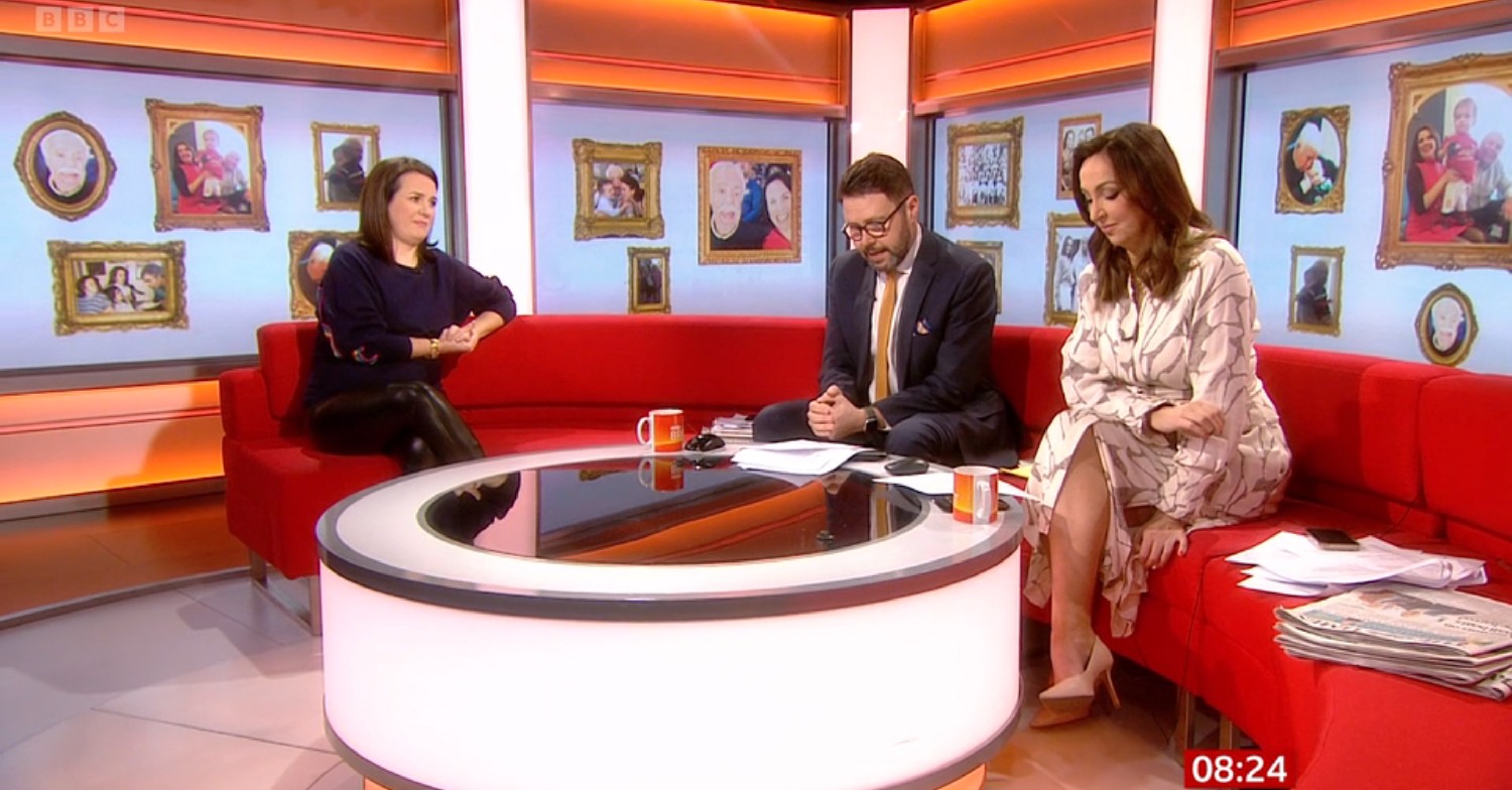 Nina Warhurst speaking to Jon Kay and Sally Nugent on BBC Breakfast