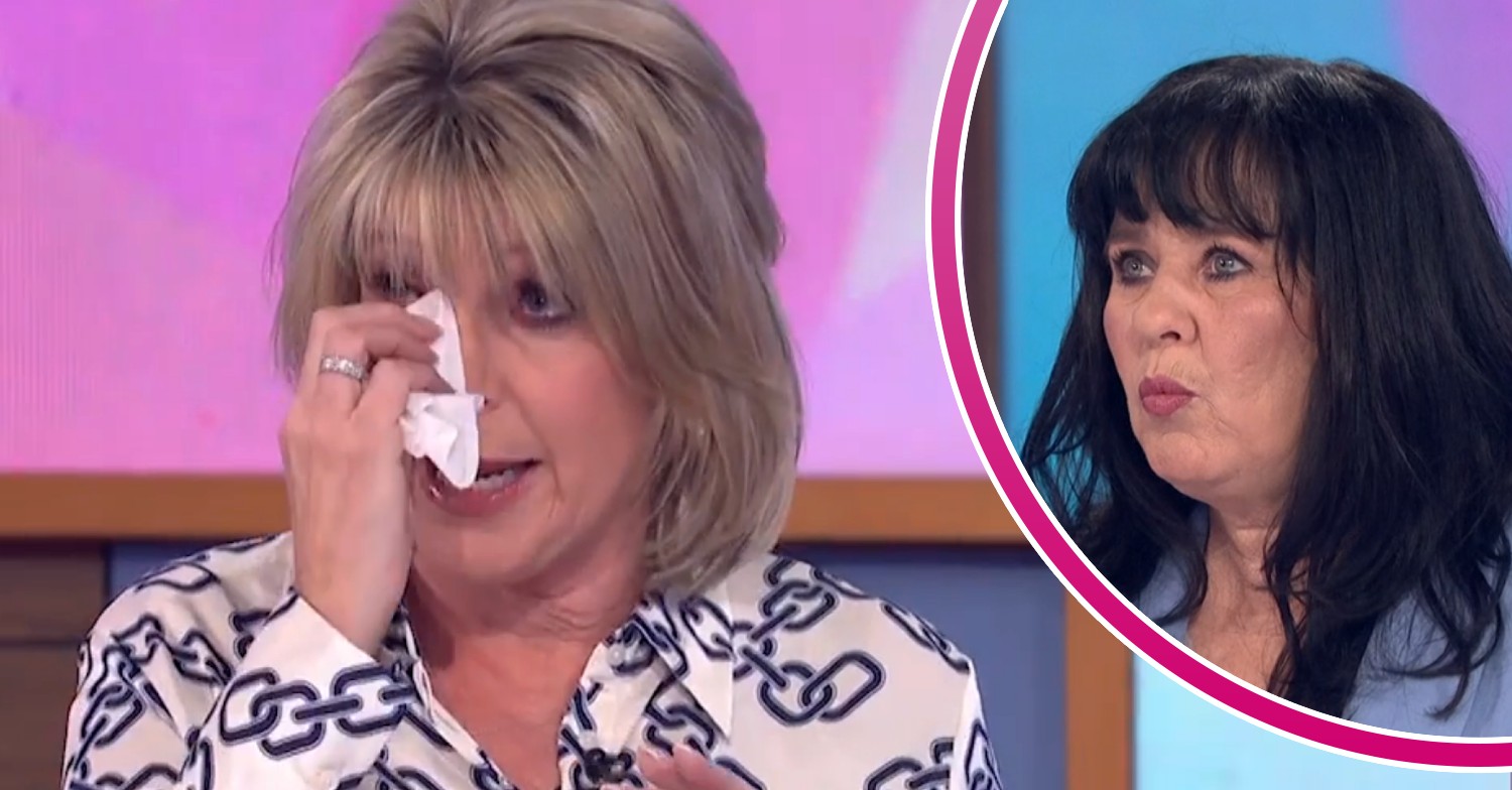 Ruth Langsford drying her eyes on Loose Women today / Coleen Nolan looking serious