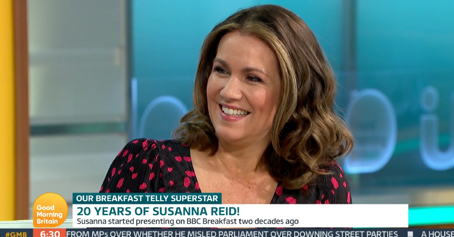 Susanna Reid smiling on GMB today