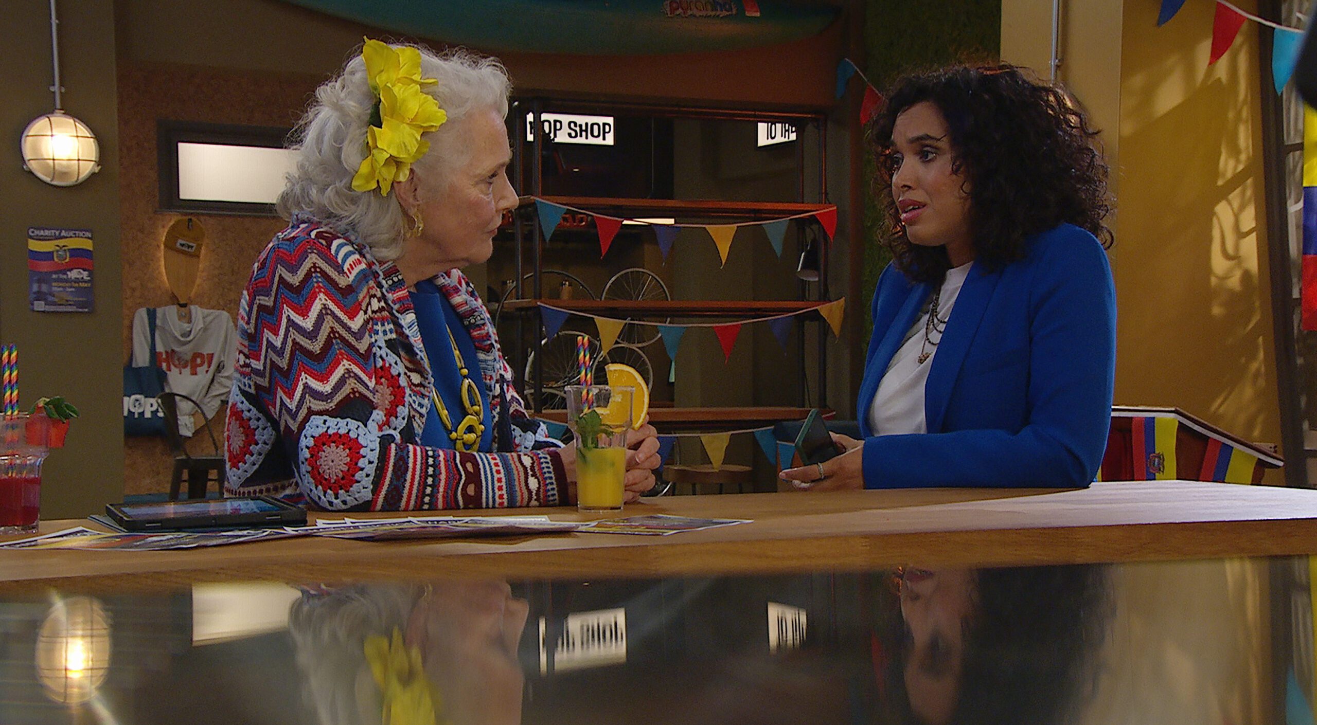 Mary and Suzy talking on Emmerdale
