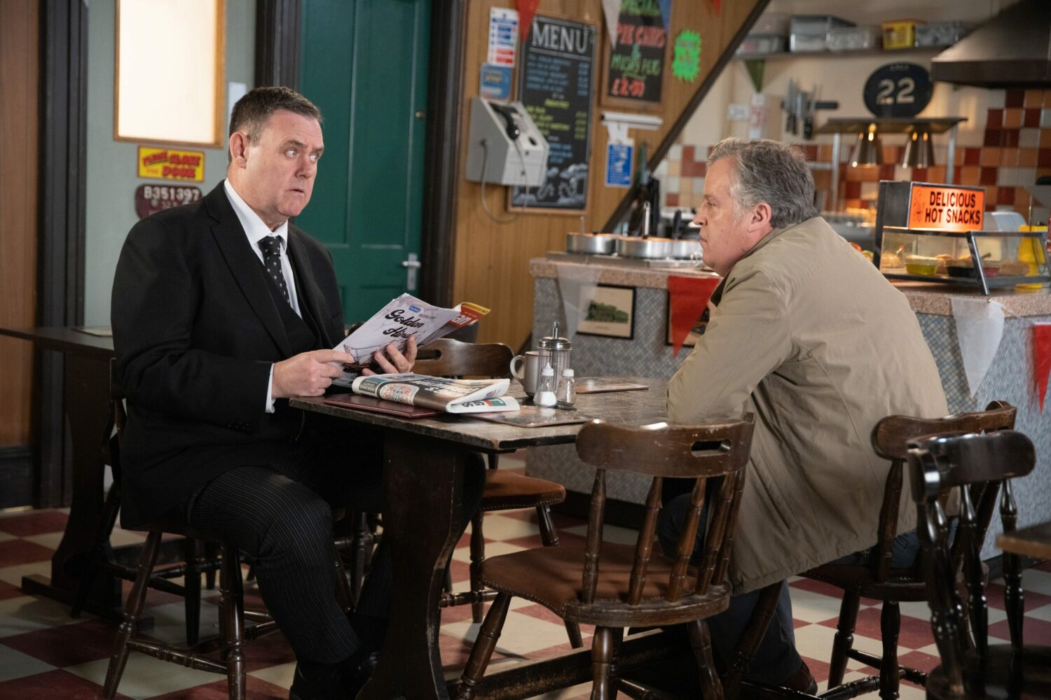 George Shuttleworth looks suspicously at Brian in Roy's Rolls