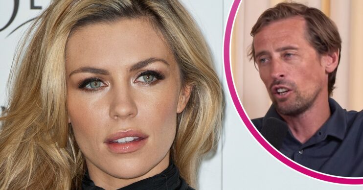 Abbey Clancy looks into the middle distance, Peter Crouch speaks