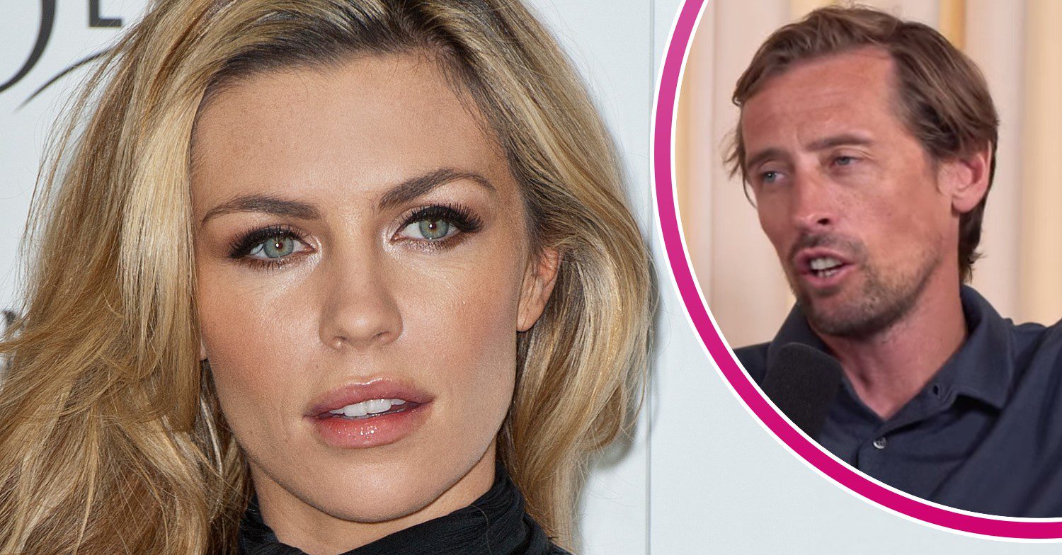 Abbey Clancy looks into the middle distance, Peter Crouch speaks