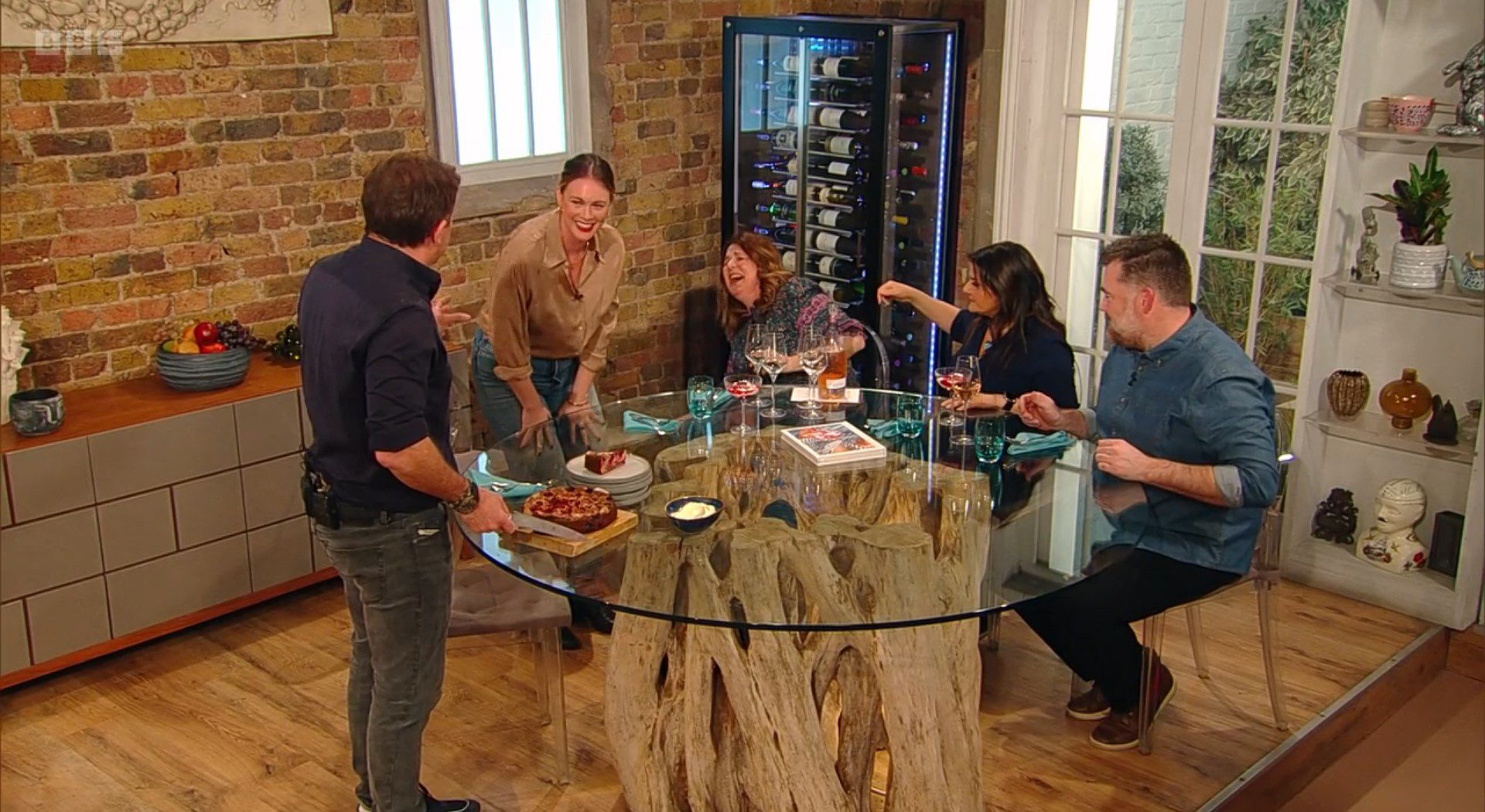 Alison Roman on Saturday Kitchen laughs as she stands up after falling over and the hosts look on