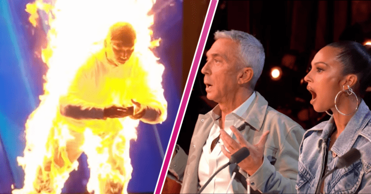 BGT 2023 judges looking shocked as man sets himself on fire