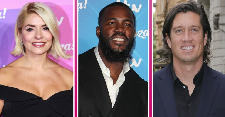 Holly Willoughby, Mo Gilligan and Vernon Kay smiling at events