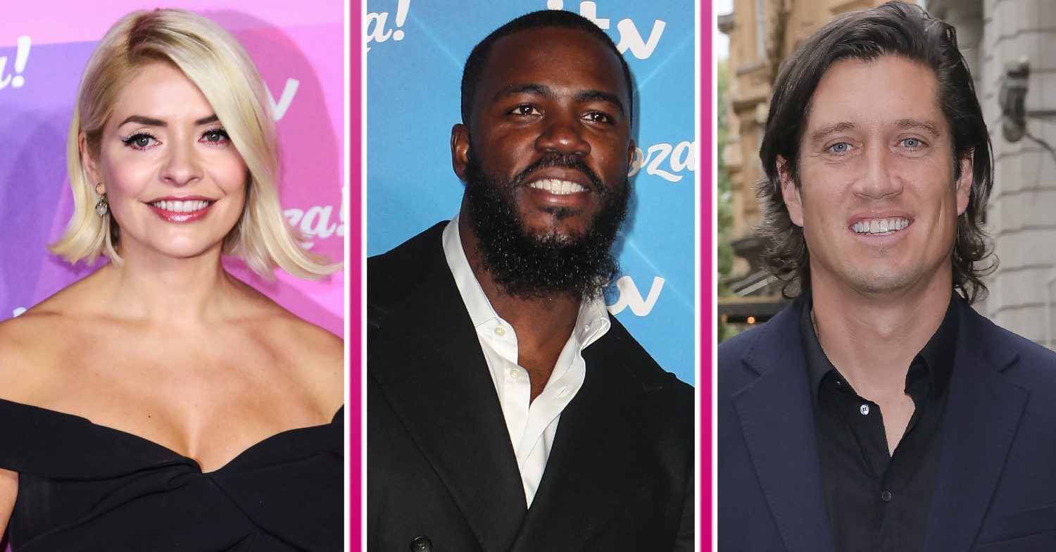 Holly Willoughby, Mo Gilligan and Vernon Kay smiling at events