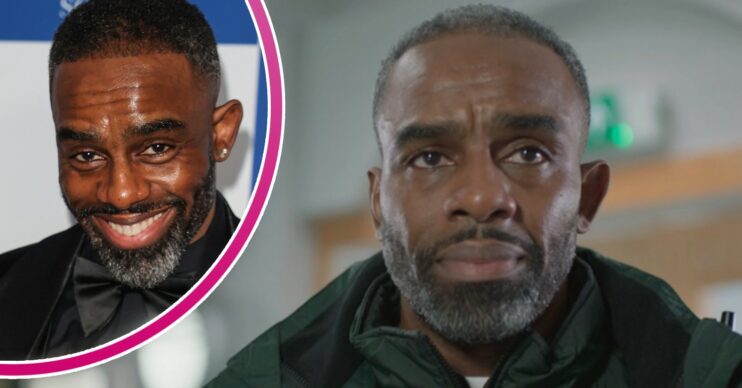 Charles Venn smiling at event, Jacob looking concerned in Casualty
