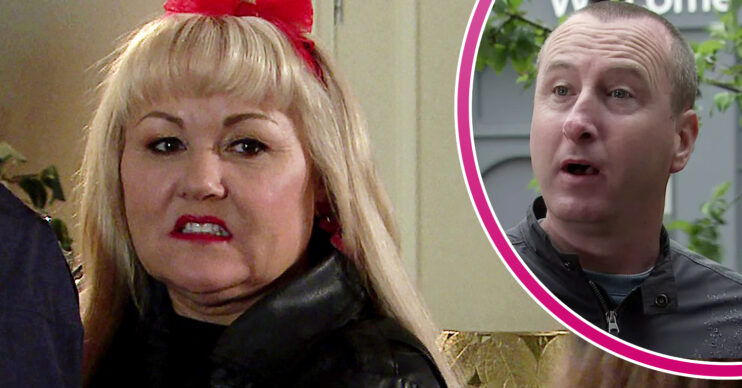 Coronation Street's Beth and, in a bubble, Kirk