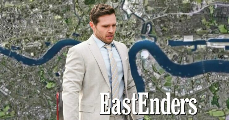 EastEnders comp image: Keanu cutout on show background with logo