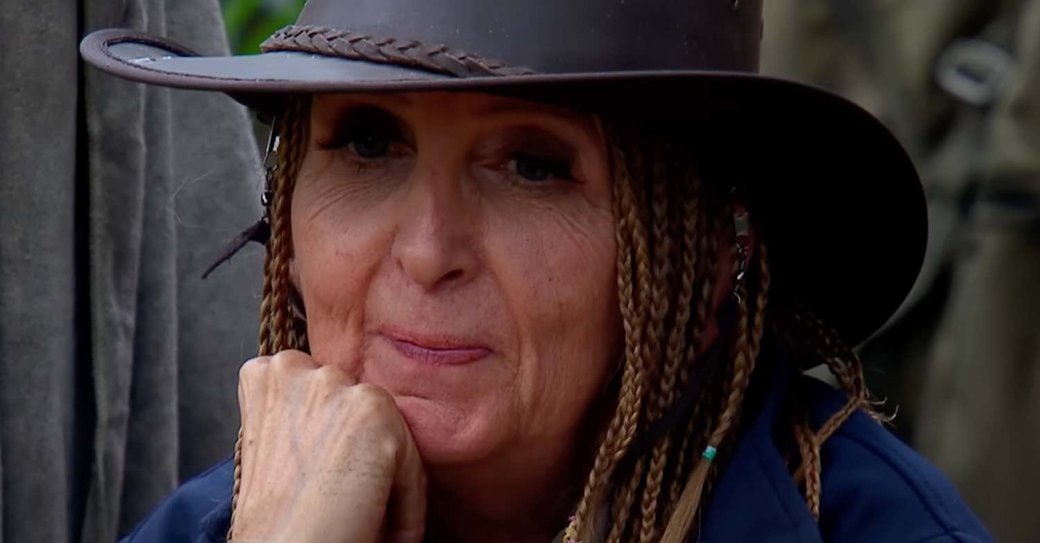 Gillian McKeith in a hat on I'm A Celebrity