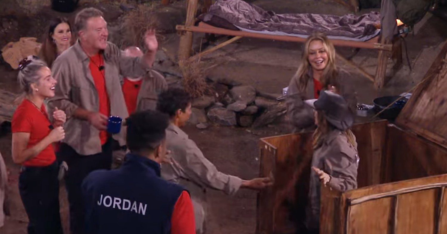 Gillian McKeith jumps out of a box on I'm A Celebrity