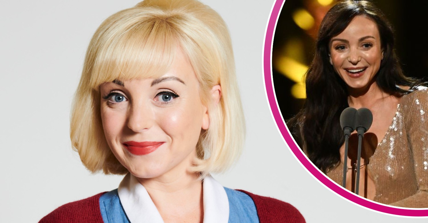 Helen George playing Nurse Trixie in Call the Midwife and presenting at the Olivier Awards