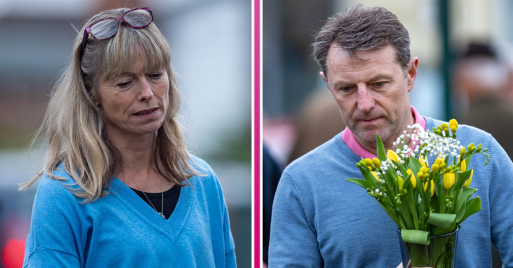 Kate and Gerry McCann looking sombre in blue jumpers