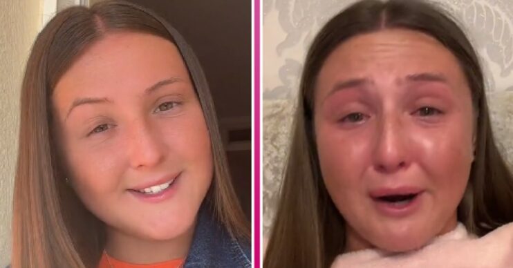 TikTok star Katylee Bailey smiling and crying in separate videos