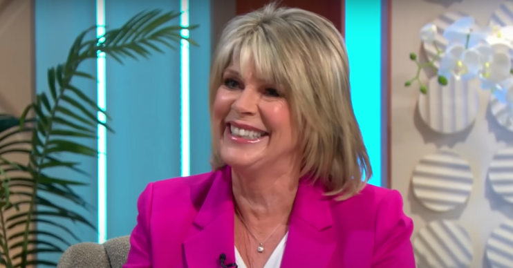 Ruth Langsford smiling in pink blazer on Lorraine