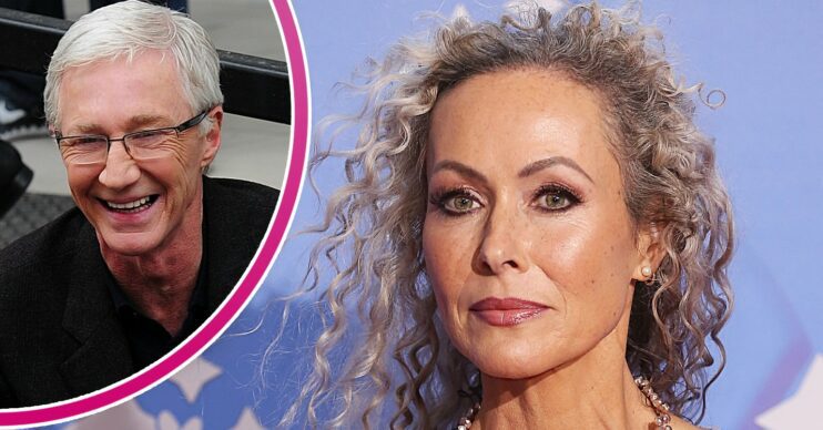 Paul O'Grady smiling and Amanda Mealing looking serious at event