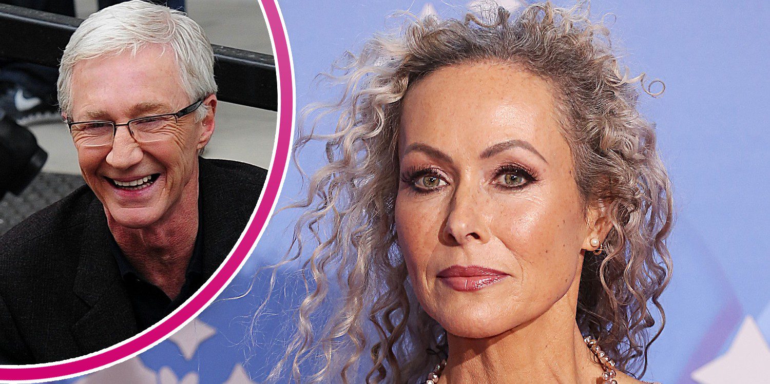 Paul O'Grady smiling and Amanda Mealing looking serious at event