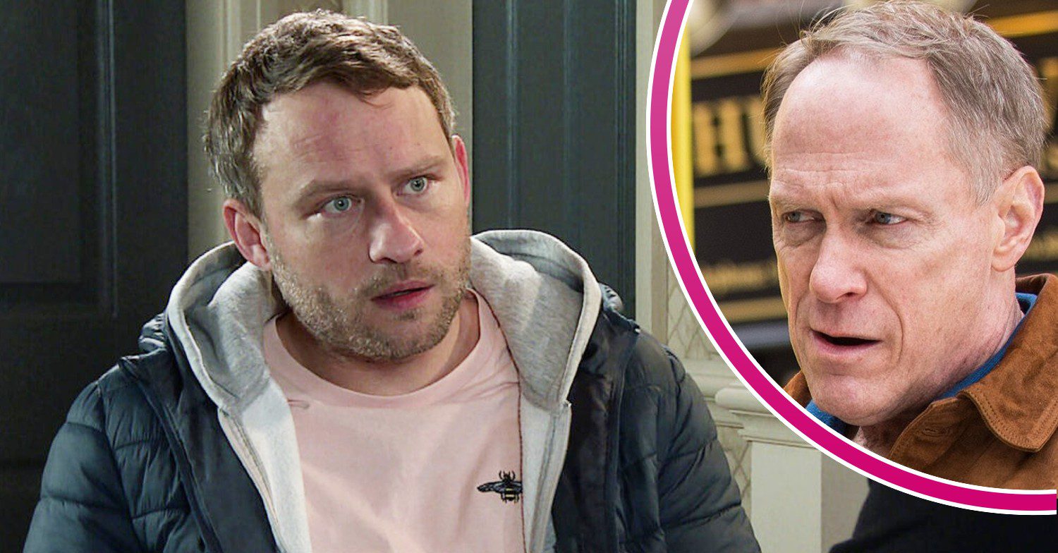 Paul looks shocked on Coronation Street; inset, Stephen looking malicious (Credit: ITV/Composite: Entertainment Daily)