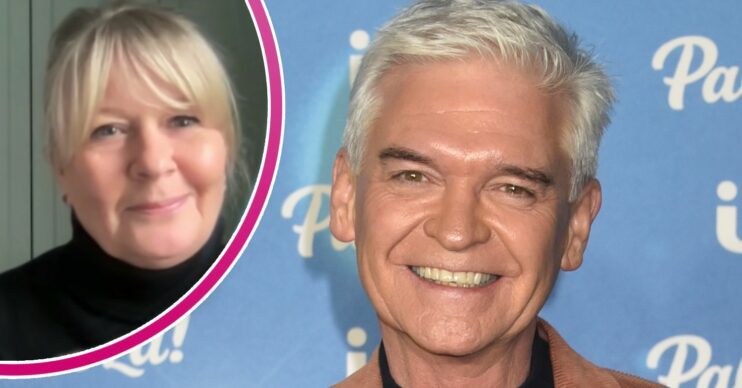 Phillip Schofield smiling at ITV Palooza, his wife Stephanie on Lorraine