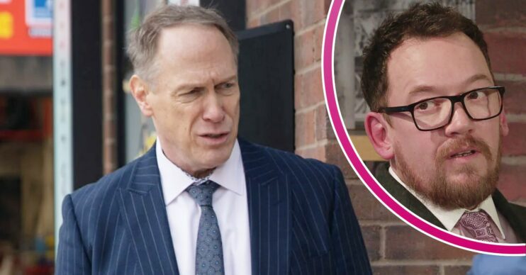 Stephen looks annoyed on Coronation Street; inset, Rufus (Credit: ITV/Composite: Entertainment Daily!)