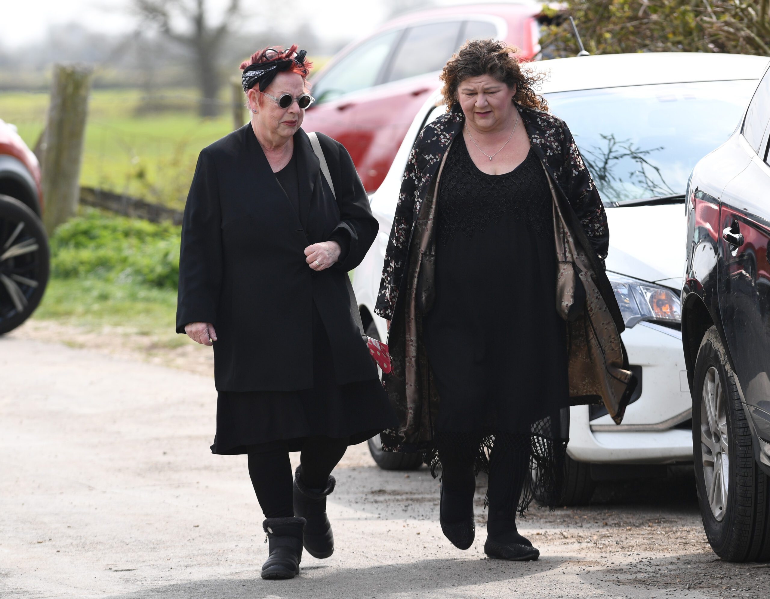 Jo Brand and Cheryl Fergison at Paul O'Grady funeral