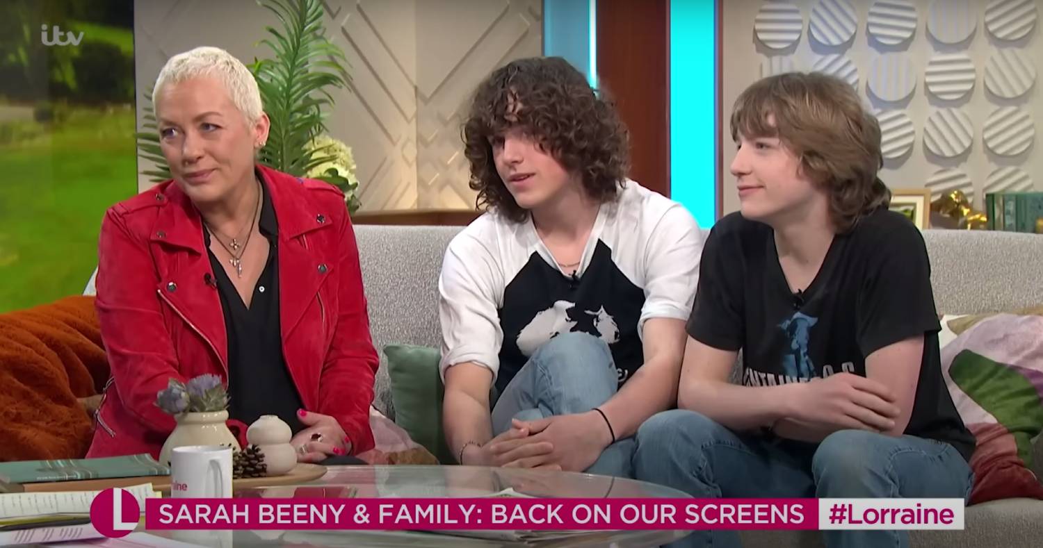 Sarah Beeny sits with her sons on Lorraine