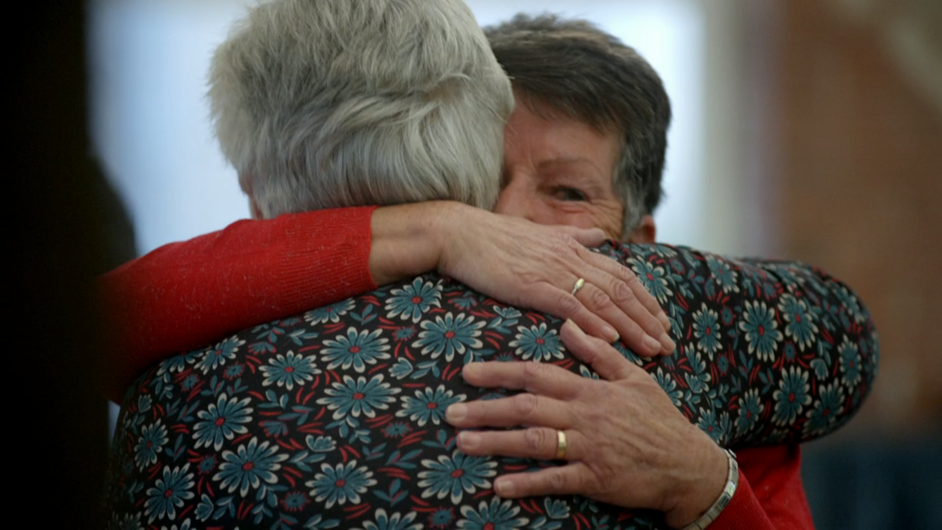 Joselyn and Trish hug on Long Lost Family