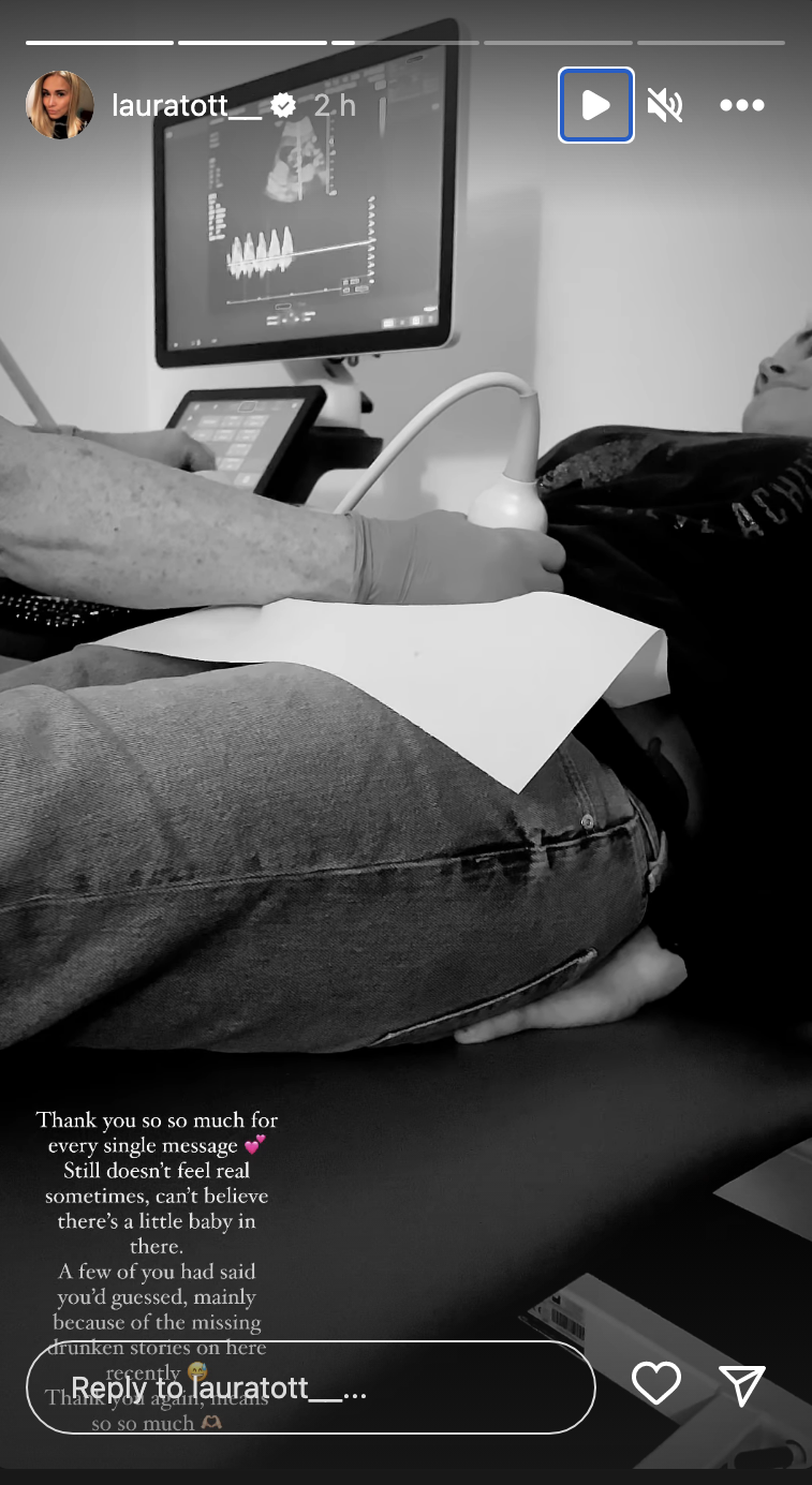 First Dates star Laura Tott getting an ultrasound