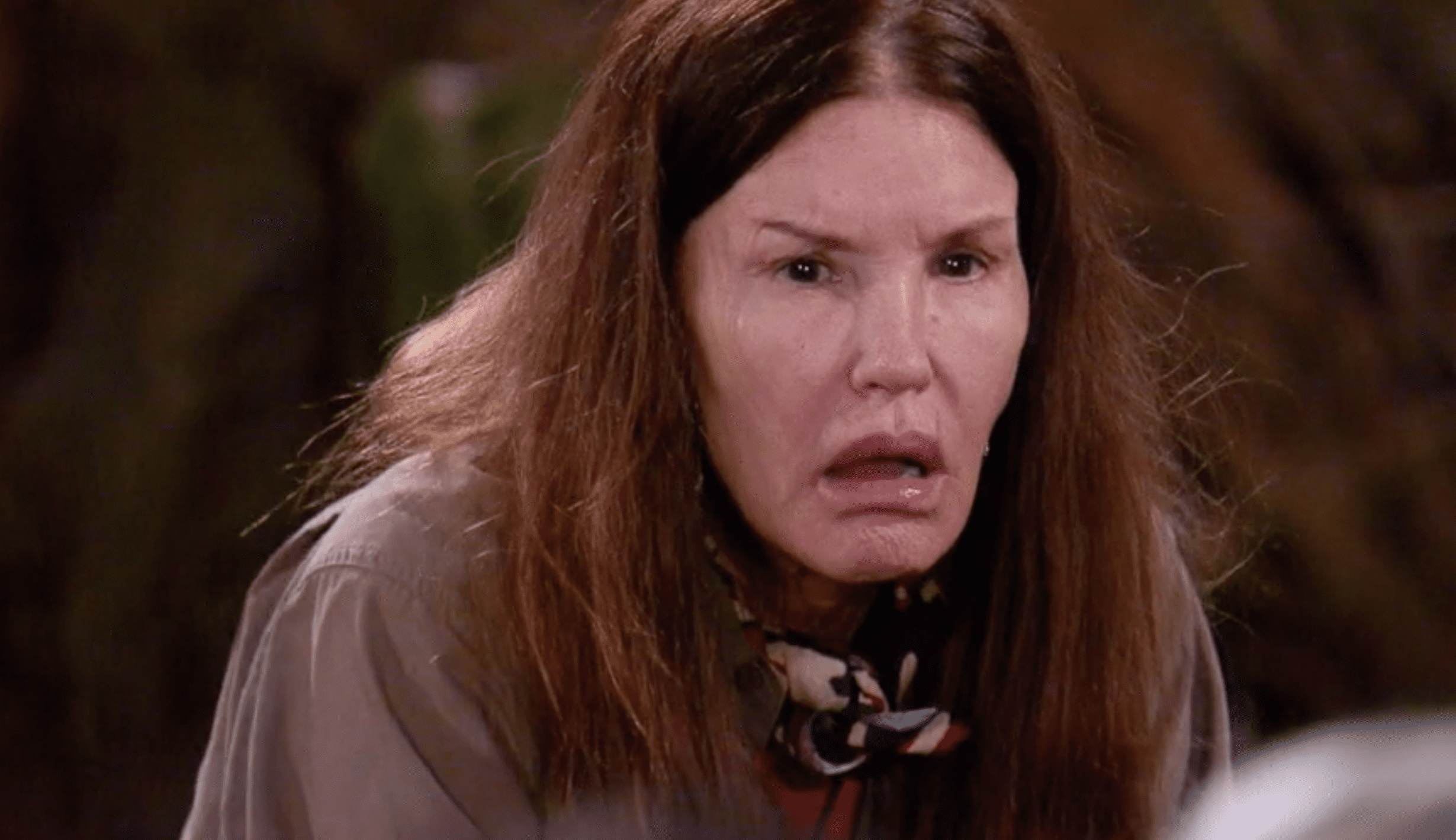 Janice Dickinson looking shocked on I'm A Celebrity South Africa