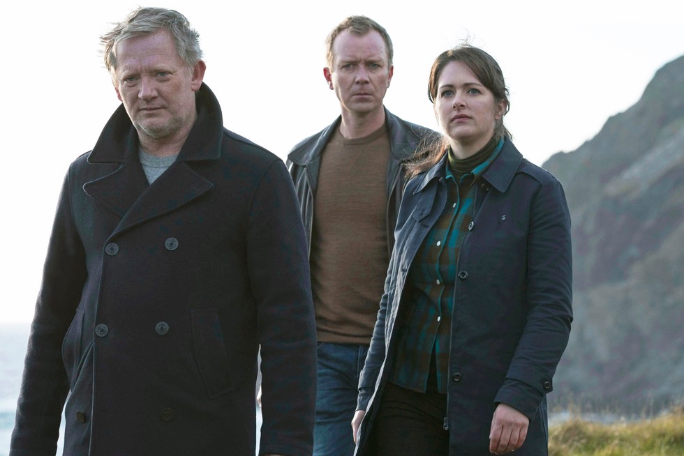 The cast of Shetland frown in series 7
